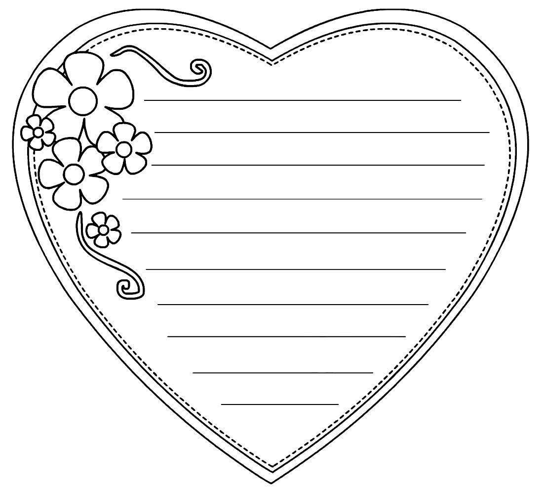 Desenho de coração para colorir - Carta