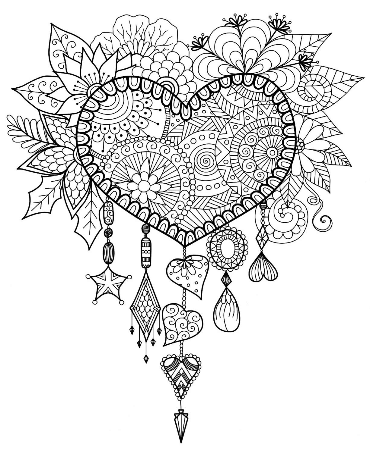 Desenho para colorir Coração Mosaico