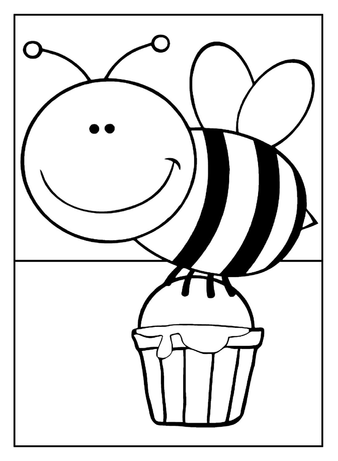 Пчелка с медом раскраска для детей