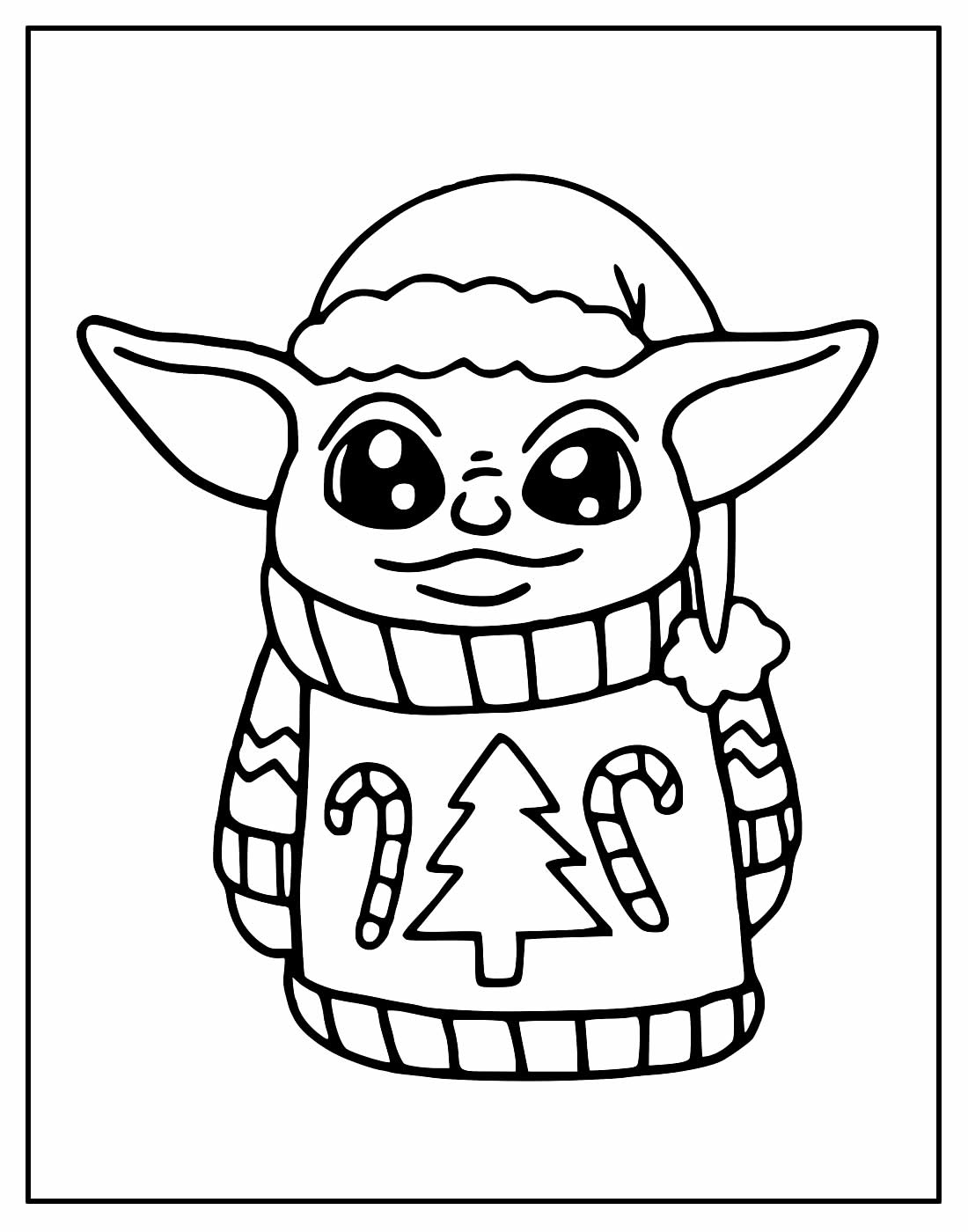 Desenho para colorir de Natal - Baby Yoda