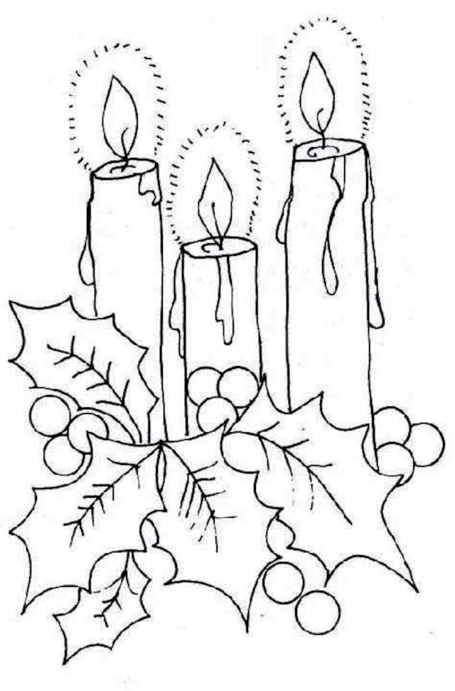 desenho de vela de natal para colorir
