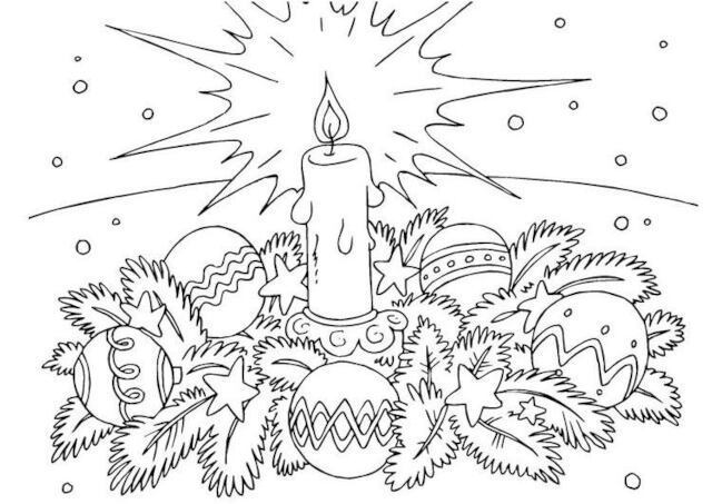 desenho de vela de natal para colorir