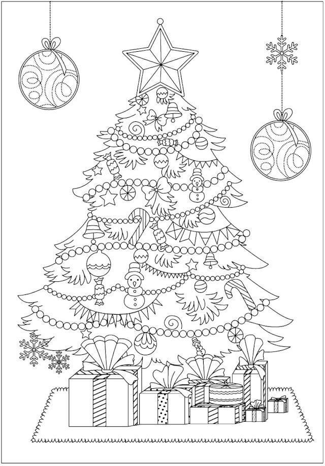 50+ Desenhos de Árvore de Natal para colorir - Como fazer em casa