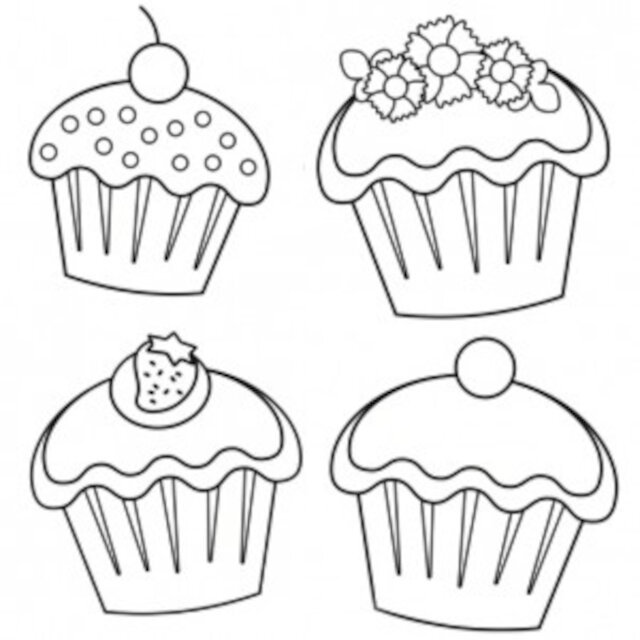 lindo desenho de cupcake kawaii para colorir para crianças 14399641 Vetor  no Vecteezy