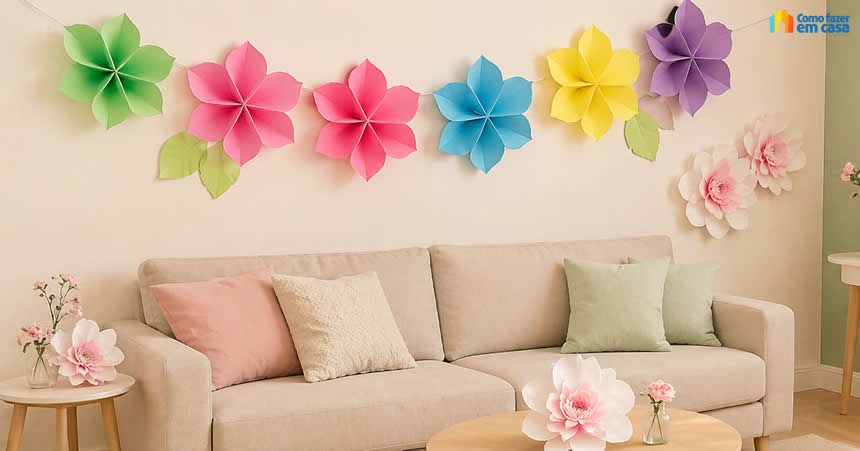 Decoração com Flores de Papel para Dia das Mães