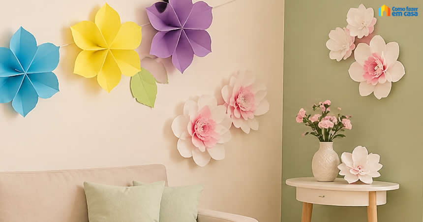 Decoração com Flores de Papel para Dia das Mães