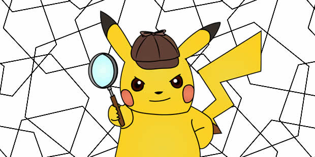 Desenho para pintar do Detetive Pikachu