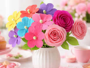 Decoração com Flores de Papel com moldes