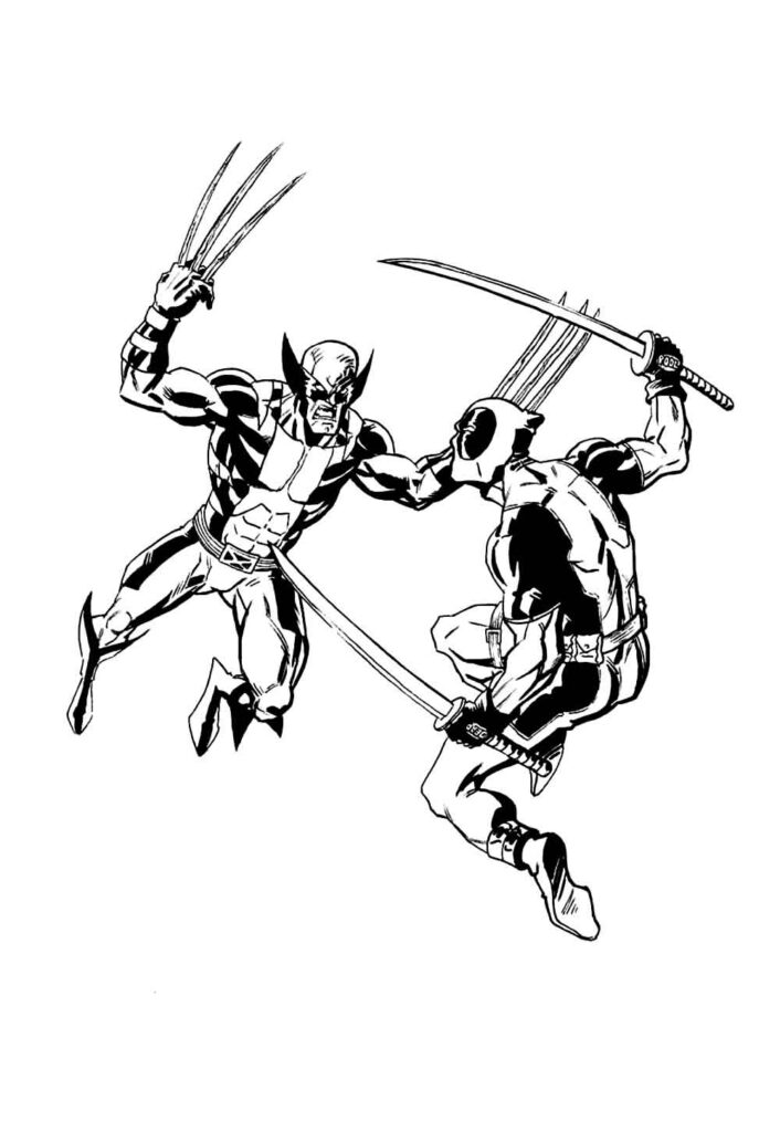 Desenho de Deadpool & Wolverine para imprimir