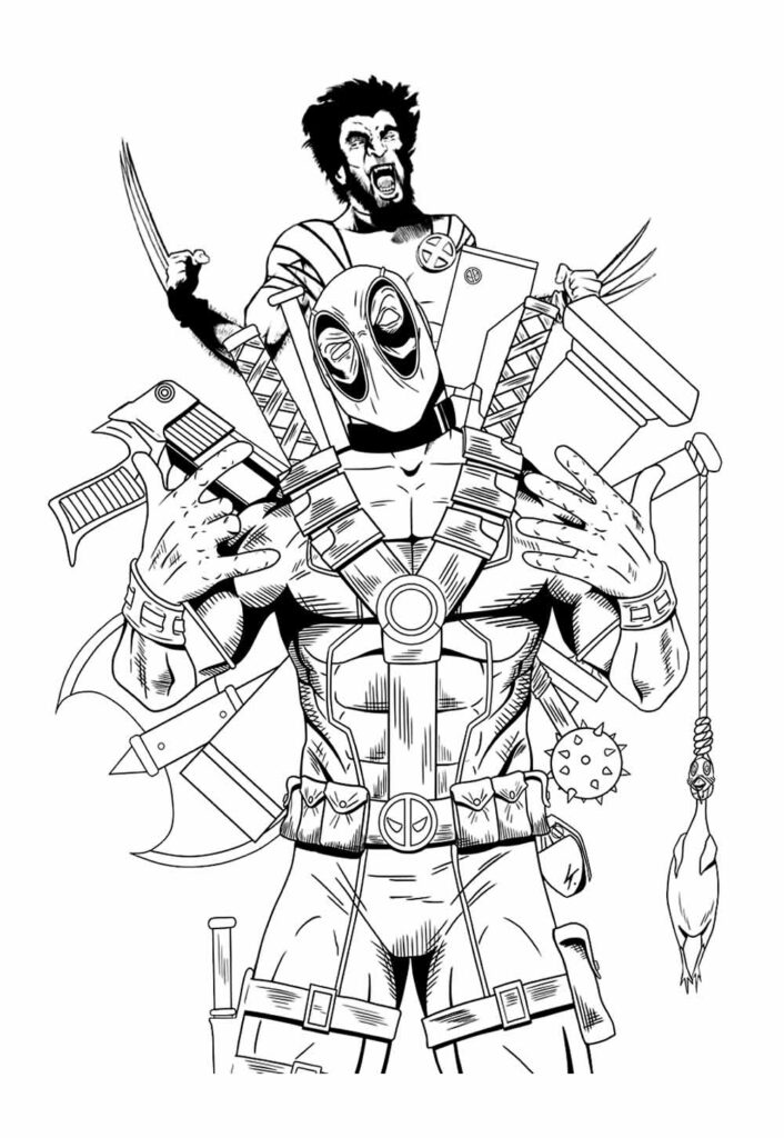 Desenho de Deadpool para colorir