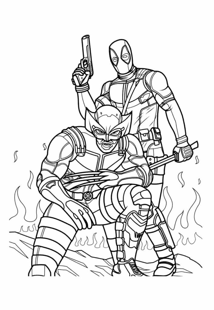 Desenho de Deadpool & Wolverine para colorir