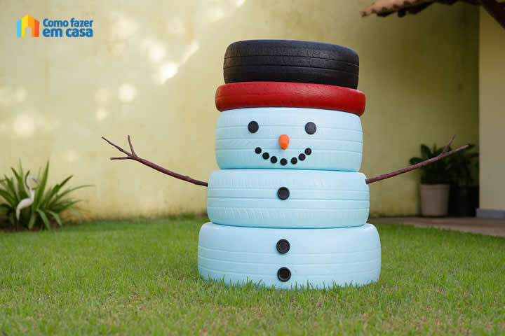 Decoração com Pneus para o Natal