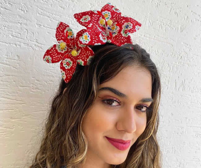 Tiara Flor Tecido