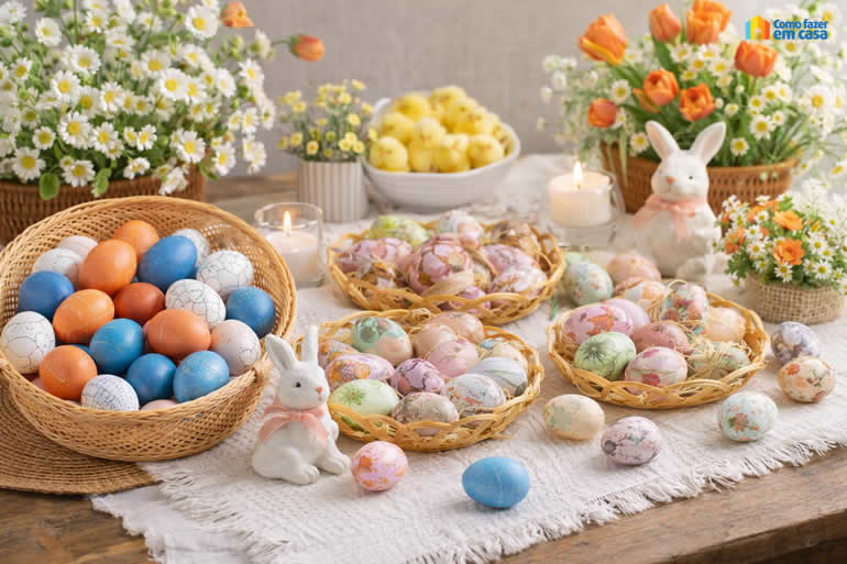 Decoração com Ovos Coloridos