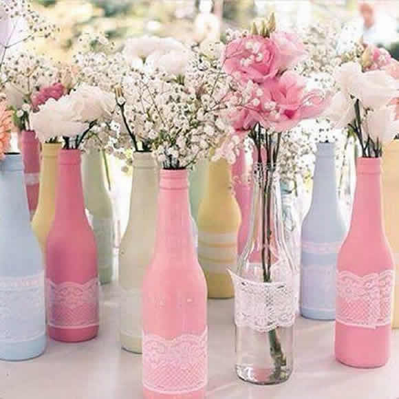 Decoração com Garrafas Coloridas
