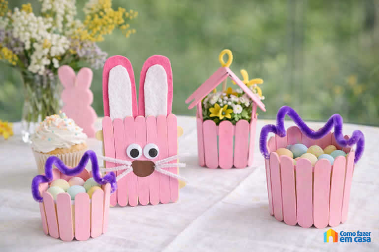 Enfeites para Páscoa com Palitos de Picolé