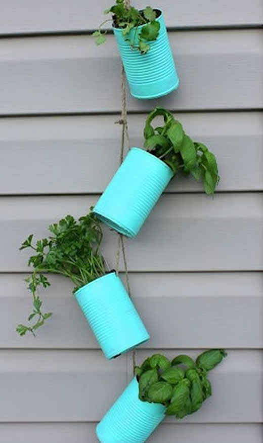 Decoração com Latas no Jardim