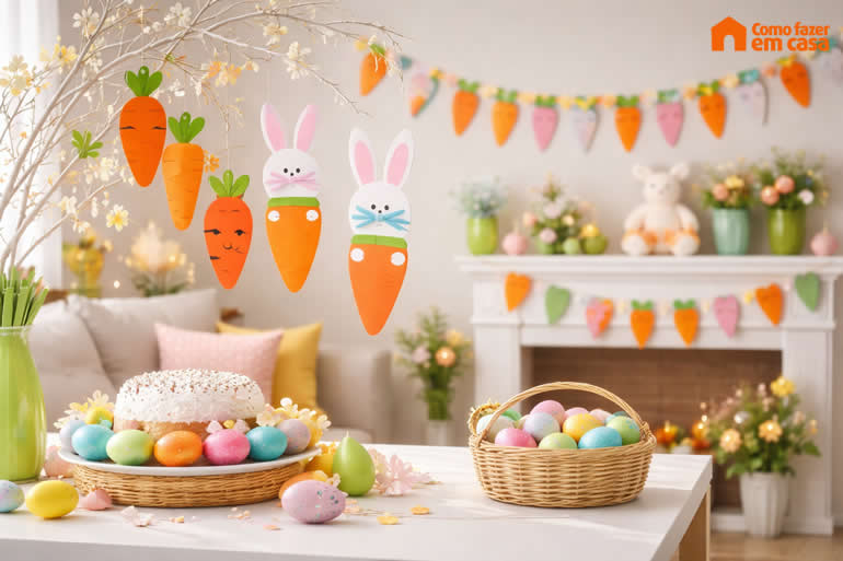 Moldes de Cenoura para Decoração de Páscoa - Enfeites de Papel