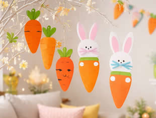 Moldes de Cenoura para Decoração de Páscoa - Enfeites de Papel