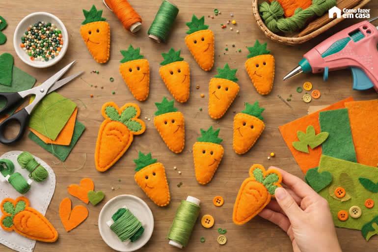 Cenoura de Feltro com Molde