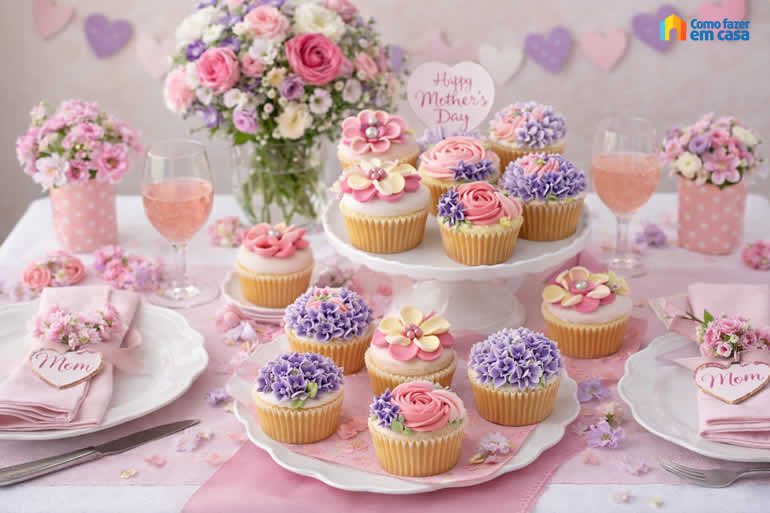 Cupcakes Decorados para Dia das Mães