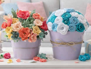 Decoração com Flores de Feltro para Dia das Mães