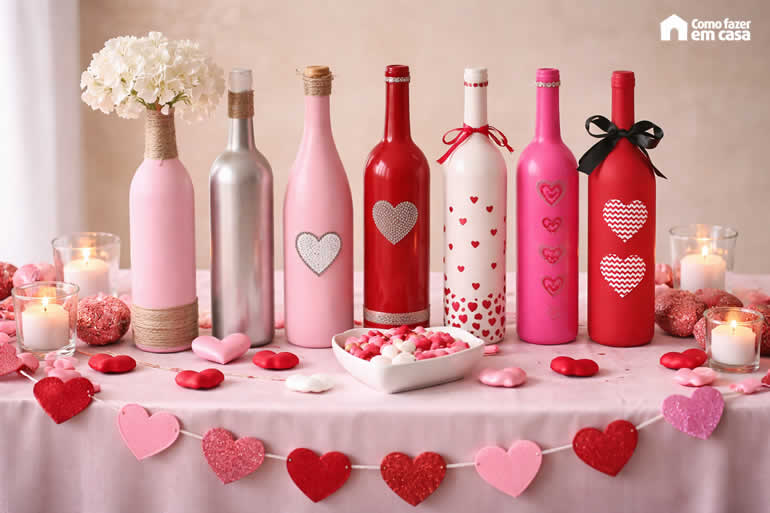 Garrafas Decoradas para Dia dos Namorados