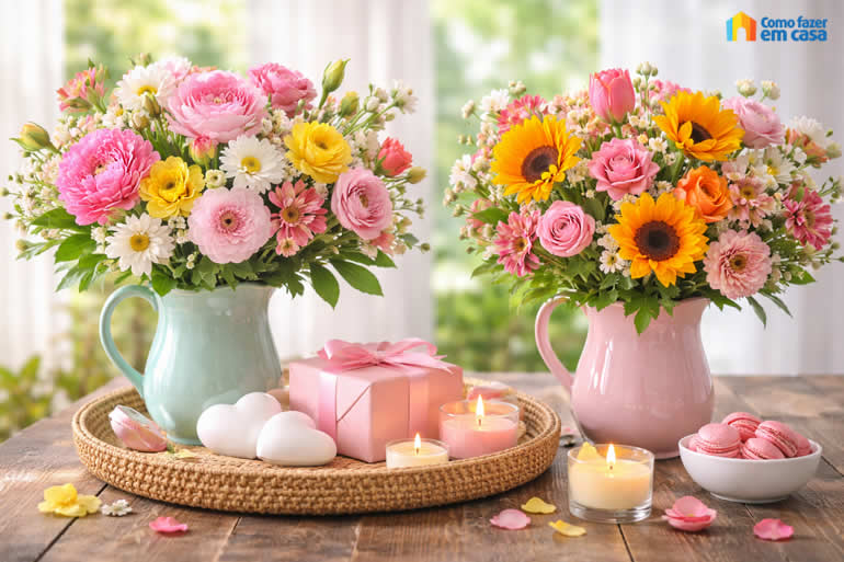 Arranjo de Flor Decoração Dia das Mães