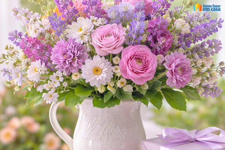 Arranjo com Flores para Dia das Mães