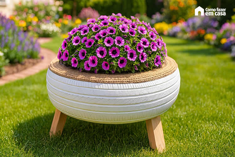 Decoração com Pneus Velhos para Jardim