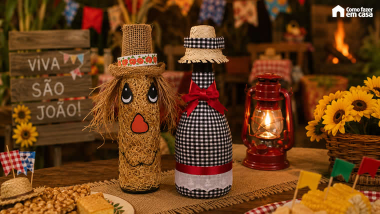 São João com Garrafas Decoradas