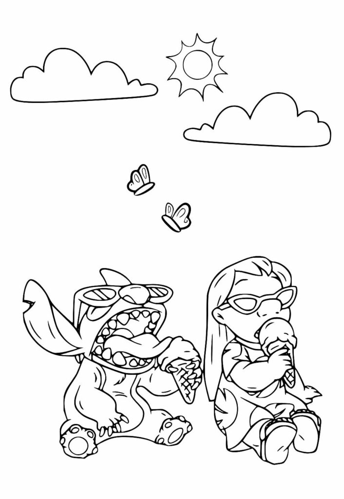 Desenho da Lilo e Stitch para pintar