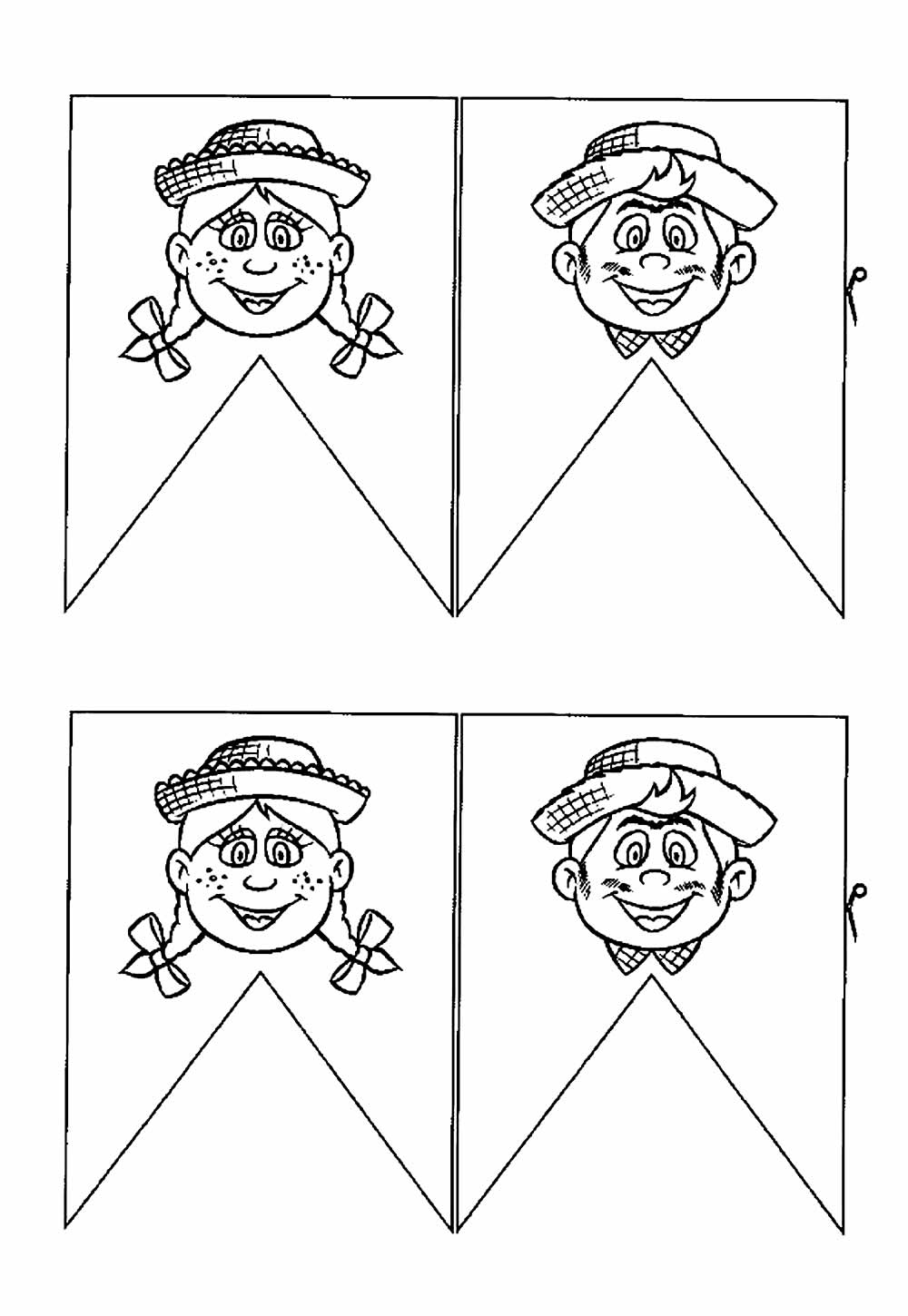 Desenhos de Bandeirinhas para pintar e colorir - Como fazer em casa