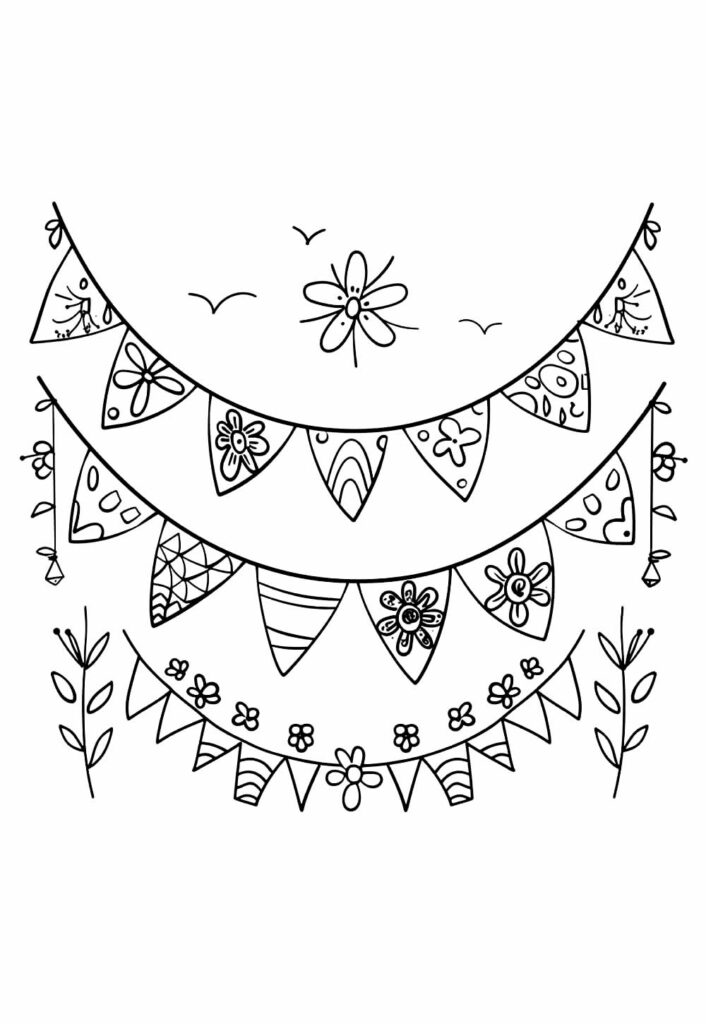 Desenho de Bandeirinhas Juninas para colorir