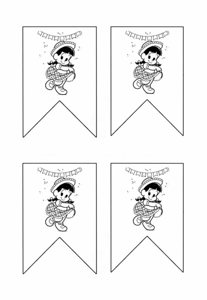 Desenho de Bandeirinhas Juninas para colorir e pintar
