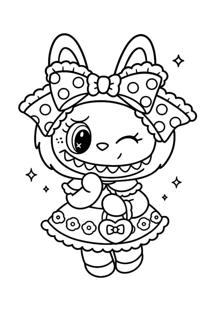 Desenho de Labubu para pintar