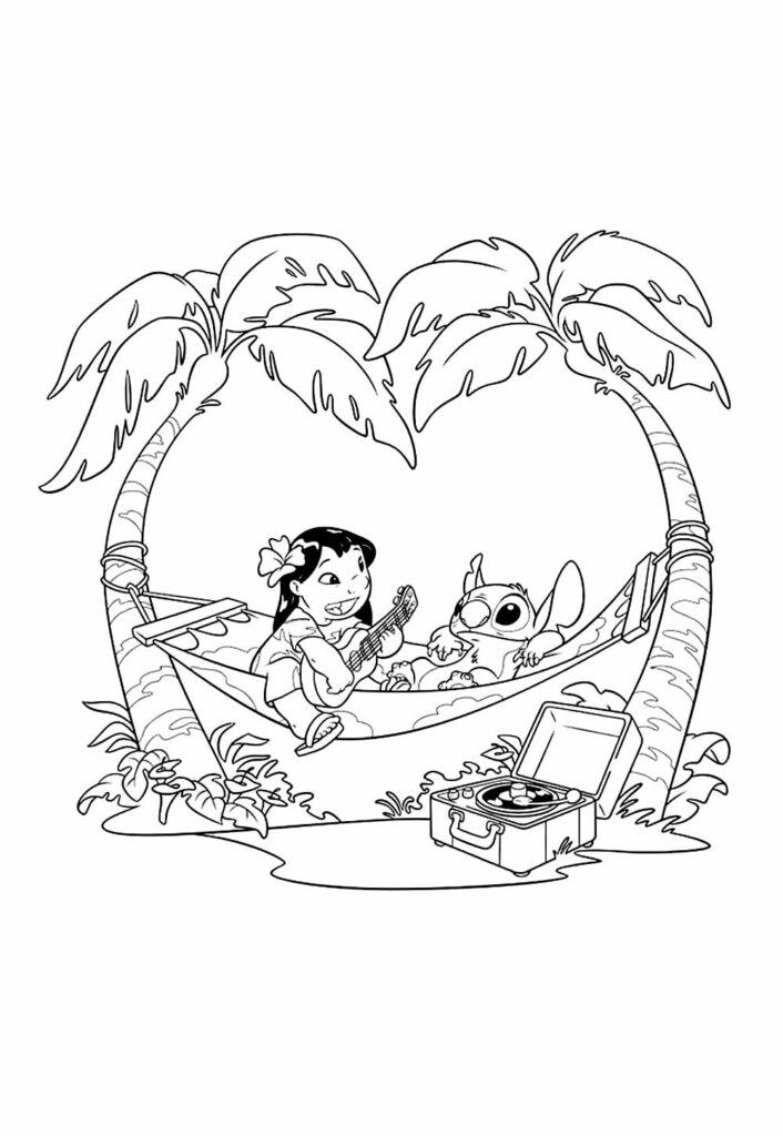 Desenho de Lilo e Stitch para colorir