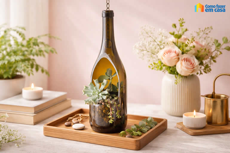 Terrário com Garrafa de Vidro