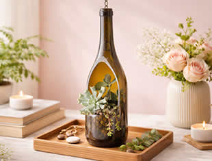 Terrário com Garrafa de Vidro