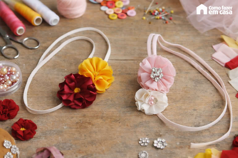 Tiara de Flor de Tecido