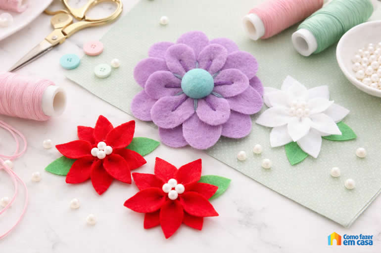 Flores de Feltro com Moldes