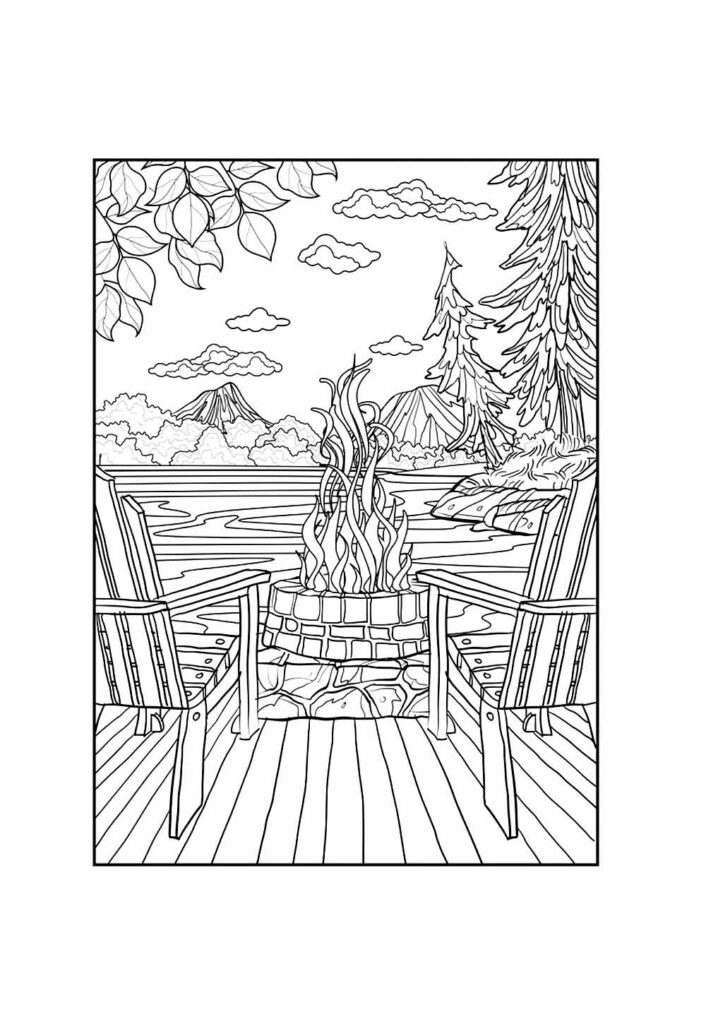Desenho de Paisagem para colorir