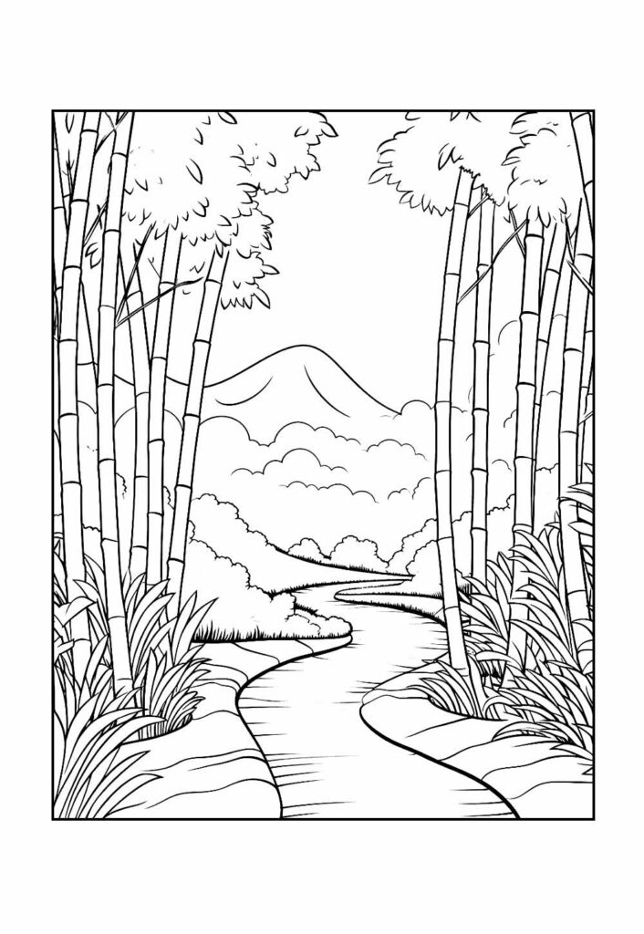 Desenho de Paisagem para colorir