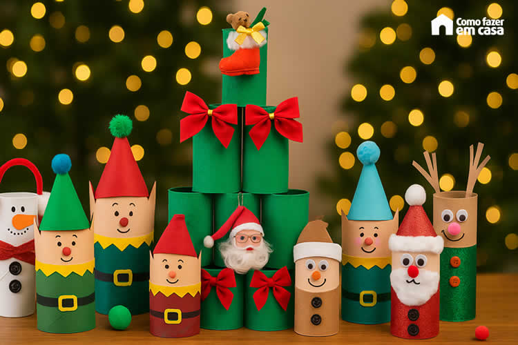 Artesanatos de Natal com Rolos de Papel