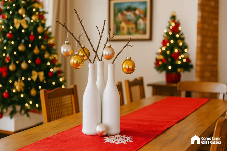 Decoração de Natal com Garrafas de Vidro