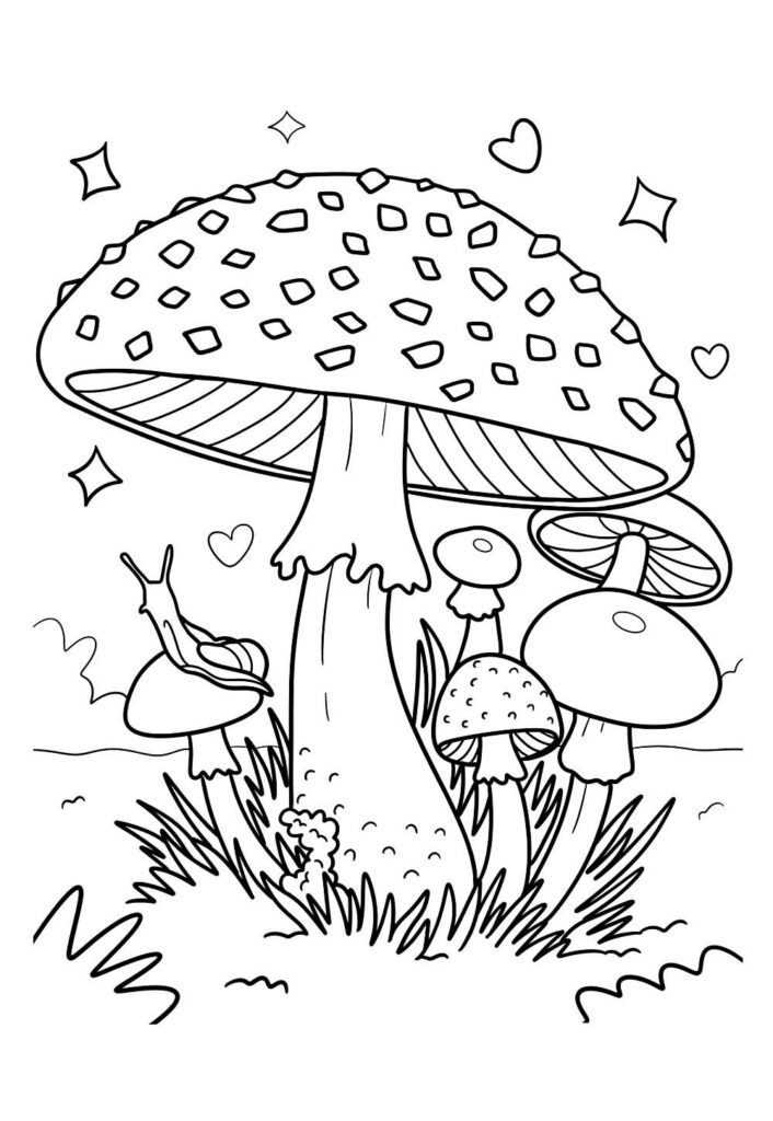Desenho de Cogumelos para colorir