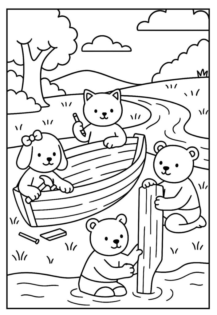 Desenho de Bobbie Goods fazendo um Barco