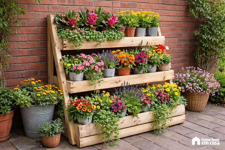 Decoração de Jardim com Pallet de Madeira