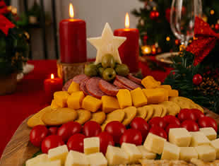 Decoração para Mesa com Comidas para Natal