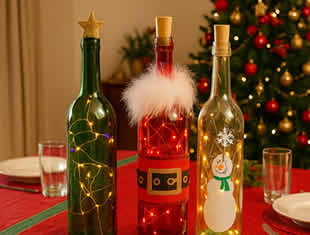 Decoração com Garrafas Decoradas para Natal
